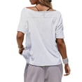 thumbnail image 5 of Czanzd Women's Oversized Off-Shoulder T-Shirt Loose Fit Casual Short Sleeve Top,White,XL, 5 of 6