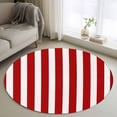 thumbnail image 2 of Red Striped Large Area Rugs for Bedroom Living Room, Soft Non Slip Carpet Bedside Rug, Christmas Farmhouse Red White Stripes Round Floor Cover Kitchen Accent Rug 3.3' for Dining Room/Office, 2 of 9
