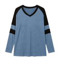 thumbnail image 6 of Aihuaihua Women's V Neck Striped Sleeve Loose Fit Long Sleeve Tunic (Blue,XXXXXL), 6 of 7