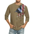 thumbnail image 1 of Men's Solid Color Round Neck Three Quarter Sleeve Top T-shirtL, 1 of 4
