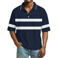 thumbnail image 2 of Dresfit Men's Polo Shirts Striped Waffle Knit Golf Shirts 2026 Summer Relaxed Fit Short Sleeve Shirt Big and Tall Button Down Color Block Business Tops XL, 2 of 6