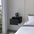 thumbnail image 6 of Fm Furniture Elfrida Wall-Mounted Nightstand, Sleek Single-Drawer Design, Black, 6 of 7