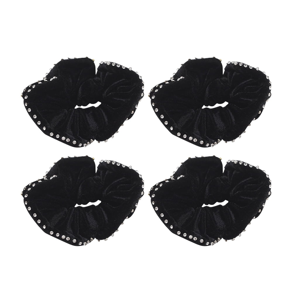 Frcolor 4PCS Flannelette Hair Ropes Simulation Crystal Hair Rings Fashion Hair Ties Ponytail