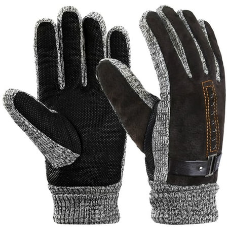 Vbiger Men Winter Gloves Warm Outdoor Gloves Full-finger Cycling Gloves Cold Weather Gloves,