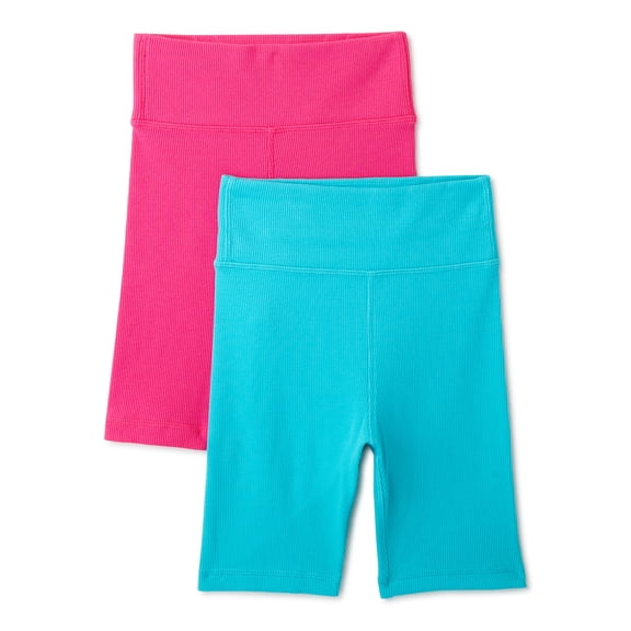 Wonder Nation Girls ribbed bikeshort 2PK, Sizes 4-18 & Plus