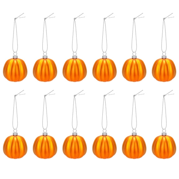 12 Pcs Mini Pumpkin Hanging Ornaments, 5cm Orange Pumpkin Pendant, Fall Halloween Tree Hanging Decorations