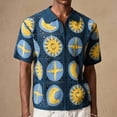 thumbnail image 6 of Tshirts Shirts for Men Big and Tall,Men's Crochet Knit Button Down Shirt Short Sleeve Sheer Collared Beach Shirt Top, 6 of 9