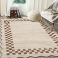 thumbnail image 4 of FairOnly 5'x7'Modern Low Pile Minimalist Large Area Rug Geometric Ruffle Edge Non Slip Washable Mat for Living Room Bedroom,Light Camel, 4 of 7