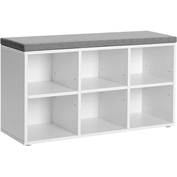 VASAGLE 6 Compartments Shoe Bench with Cushion Cube Storage Bench