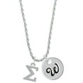 thumbnail image 1 of Delight Jewelry Silvertone Large Greek Letter - Sigma - Silvertone Script Initial Disc - W - Charm Necklace, 20"+3", 1 of 4