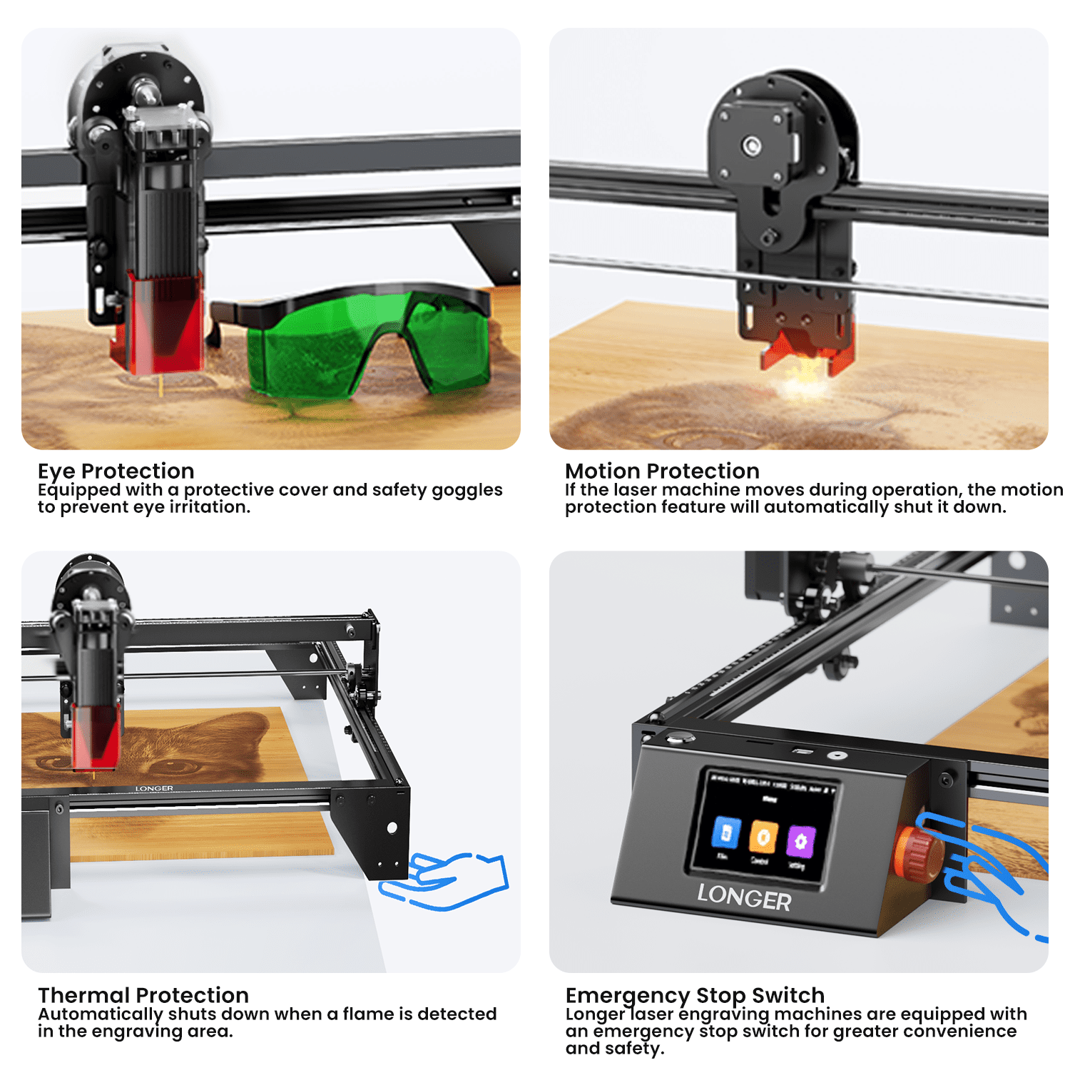 Longer RAY5 10W Laser Engraving Machine with 3.5 Inch Touch Screen, 60W DIY laser cutting machine for custom design, laser engraving machine for wood and metal, acrylic, leather, glass, etc.