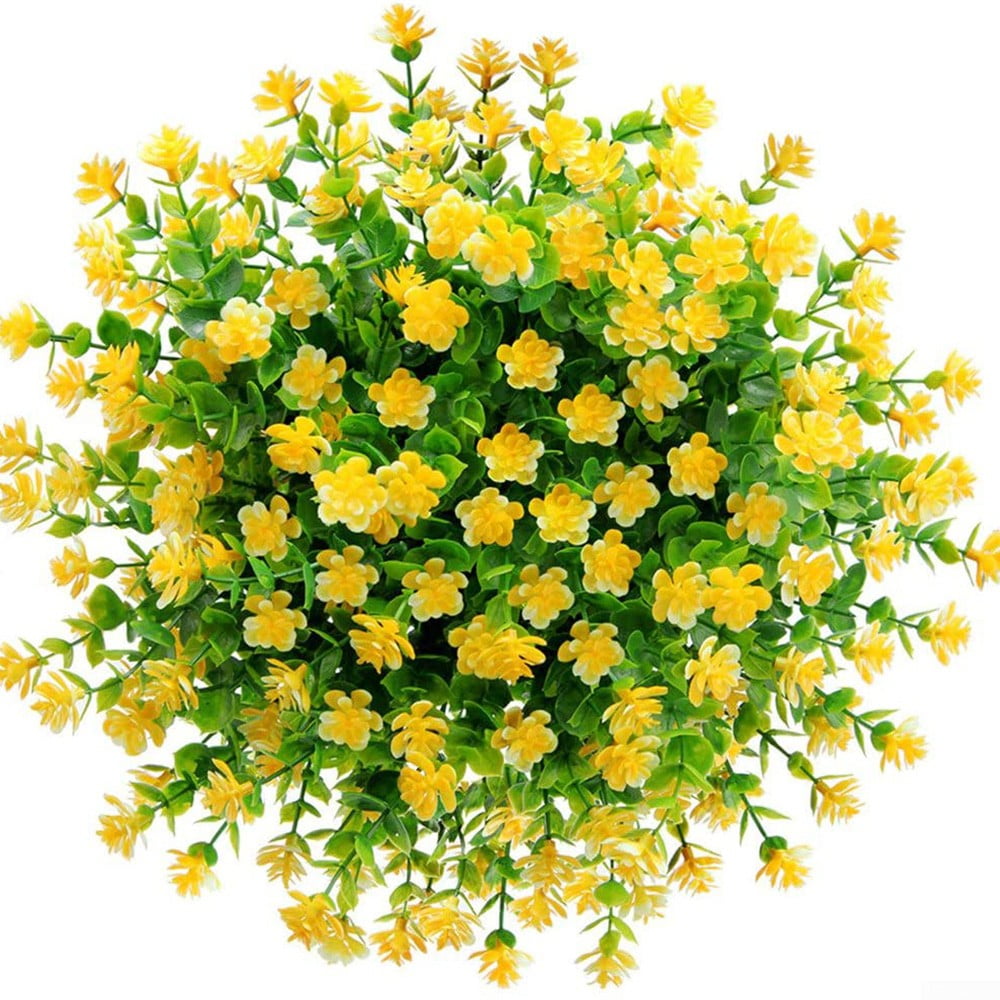 Yellow Artificial Flowers Fake Outdoor UV Resistant Faux Plastic Plants