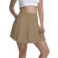 thumbnail image 3 of Women'S High Waisted Pleated Mini Skirt A-Line Tennis & School Skirt Khaki L, 3 of 9
