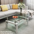 Glass Coffee Room Mordern 2 Layer Sofa Center Tables with Rectangle