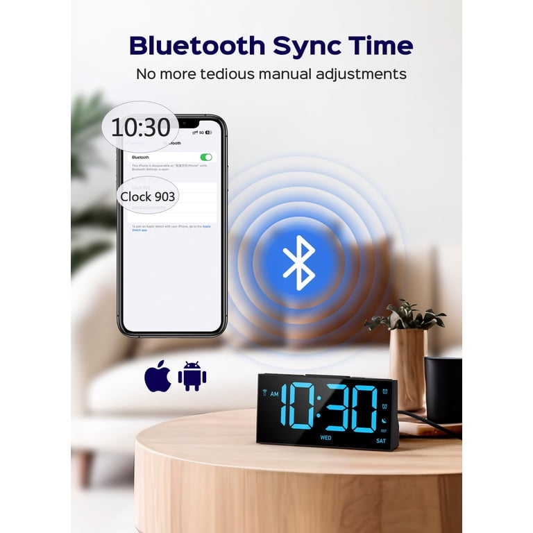 Mpow Wireless Sync Digital Alarm Clock, Blue photo 2