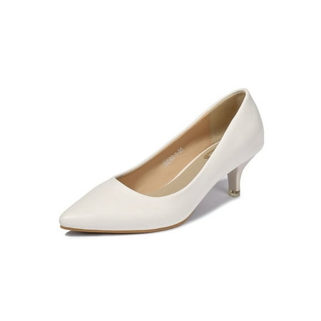 

Rotosw Womens Pumps Stiletto Heels Pointed Toe Dress Shoes Comfort Slip On Office Shoe Work Fashion White 7.5