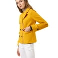 thumbnail image 4 of INSPIRE CHIC Women's Winter Worsted Notched Lapel Double Breasted Short Peacoat, 4 of 6