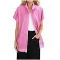 thumbnail image 1 of GPOECD Women's Lapel Zip Thread Pocket Sweatshirt Sleeveless Oversized Sweatshirt Red,XL, 1 of 9