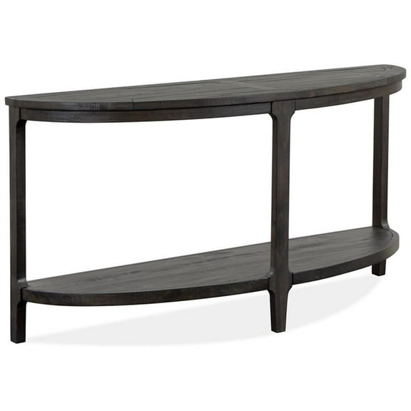 Bowery Hill Contemporary Demilune Wood Sofa Table in Black Finish
