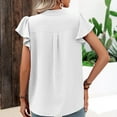 thumbnail image 6 of Clearance T Shirts for Women Lady's V Neck Short Sleeved Chiffon Ball Temperament Top Ruffled Cotton Dot Casual Top Summer Tops for Women 2024 Womens Blouses, 6 of 6
