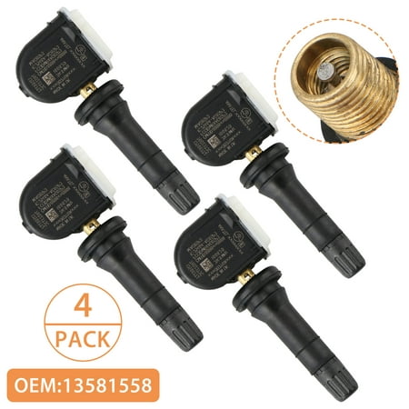 EEEKit 4-Pack TPMS Tire Pressure Sensor, Tire Pressure Monitoring Sensors for GM Chevy GMC 13581558 13598772 13589597 OEM Rubber (Best Tires For 2019 Gmc Acadia)