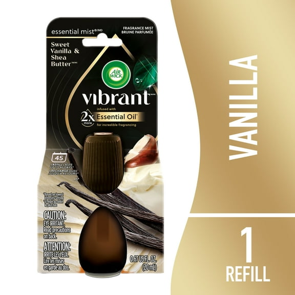Air Wick Essential Mist Vibrant Scented Oil Air Freshener Diffuser Refill, Sweet Vanilla and Shea Butter, 1 Count