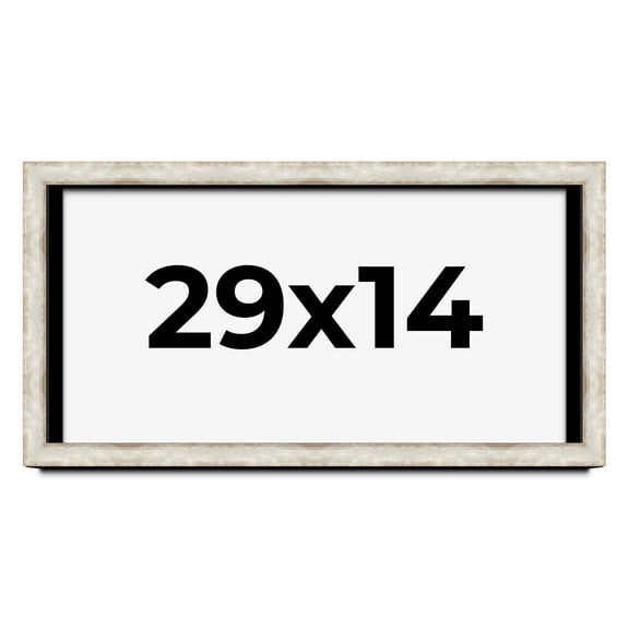 29x14 Shadow Box Frame Silver | 1.625 Inches Deep Real Wood Contemporary Shadowbox Display Frame |