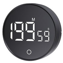 WOORNIGOJIN Digital Kitchen Timer, Black, Magnetic Countdown Countup Timer with Large LED Display for Cooking and for Seniors and Kids to Use
