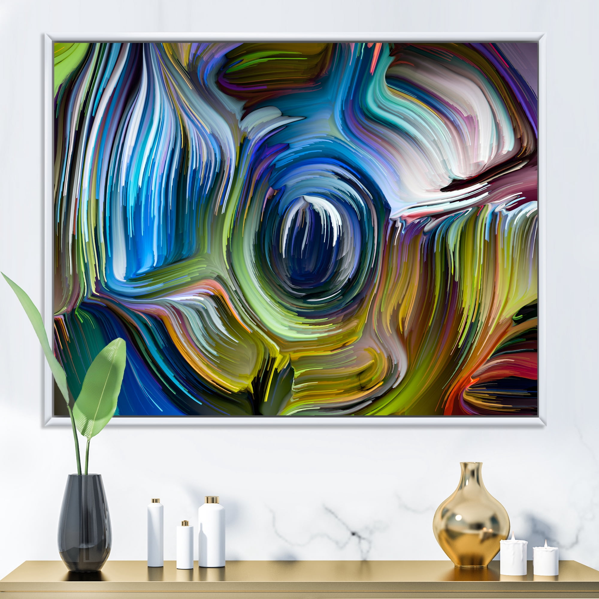 Designart 'Colour Spiral Fusion' Modern Framed Canvas Wall Art Print