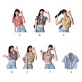 thumbnail image 5 of Camisa de mujer Summer Plaid Manga corta Botón Chaqueta Coat para niñas, Azul kenally AP001451-07B, 5 of 5