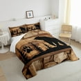 thumbnail image 3 of Black Bear Comforter Set Full Brown Wooden Plank Bedding Set,Animal Paw Print Pine Trees Quilt Woodland Wildlife Retro Patchwork Duvet Insert,Lodge Cabin Farmhouse Rustic Home Decor, 3 of 7