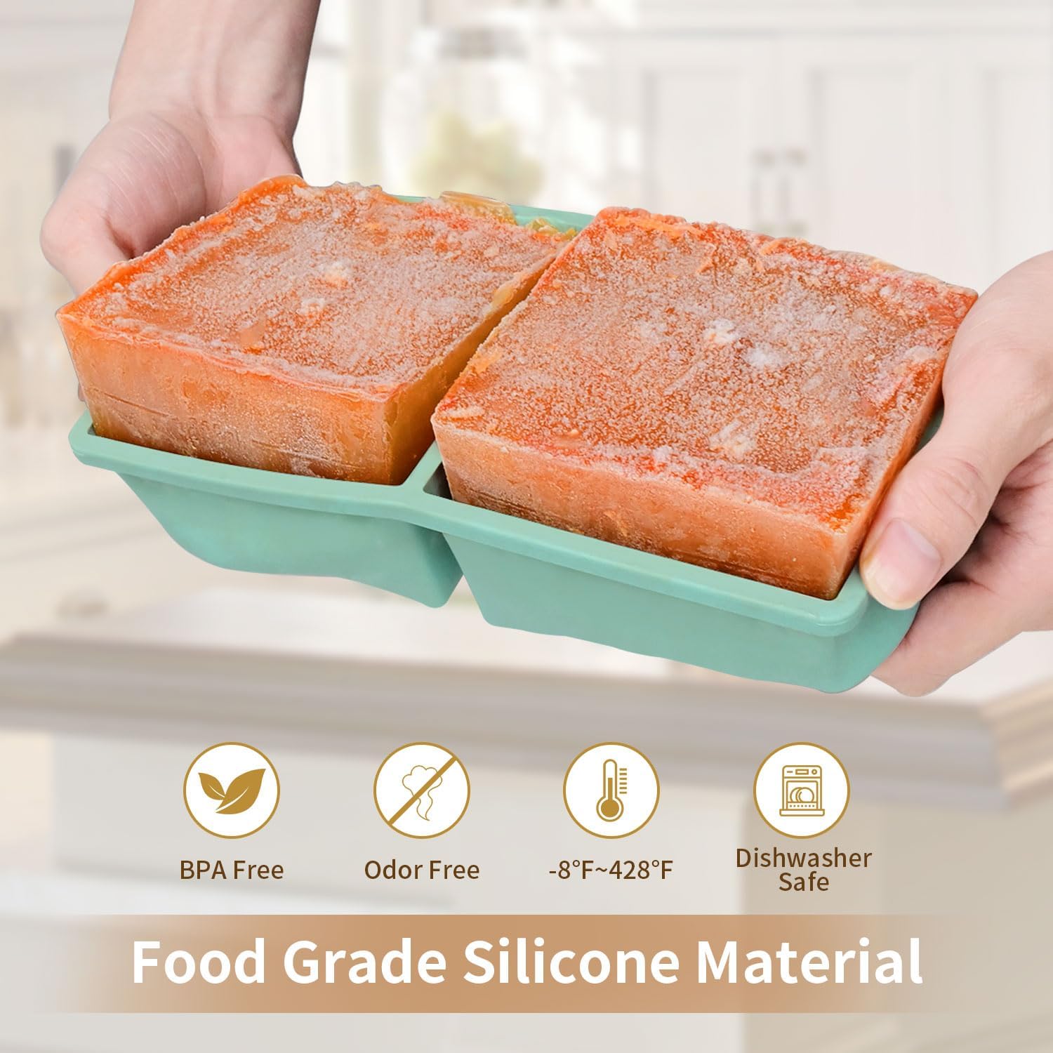 Silicone Freezer Tray for Soup Ice Cubes: 2-Cup Freezing with Lid Meal Prep - 2Pack Silicon Portion Freeze Trays Make Stock Souped Cube