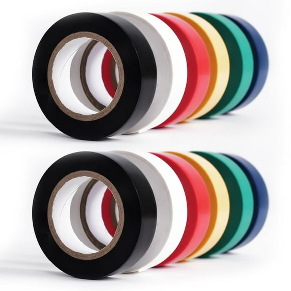 PinesC 12 Pack Electrical Tape Colors, Voltage Level 600V Colored Tape Rolls, Colored Tape for Labeling, Electrical Tape Waterproof for Home Auto Circuit Wiring, 3/4 in x 65 ft