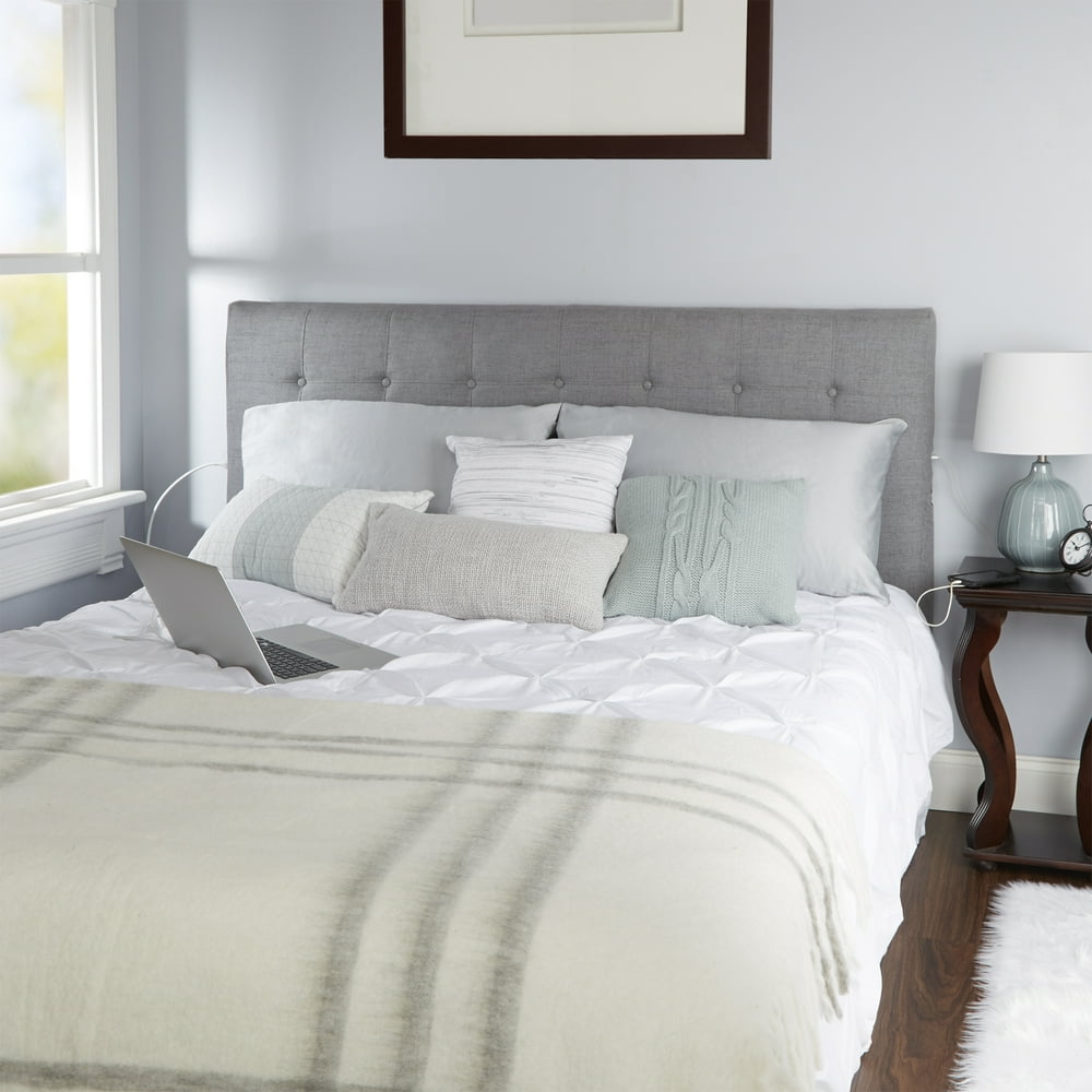 Audrey Tufted Powered Headboard in Light Grey, Queen - Walmart.com
