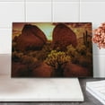 thumbnail image 2 of Saguaro Cutting Board, Dramatic Desert Scenery Like Burnt by Sun near Scottsdale Hot Rocks Serene Western Image, Decorative Tempered Glass Cutting and Serving Board, Small Size, Red, by Ambesonne, 2 of 5
