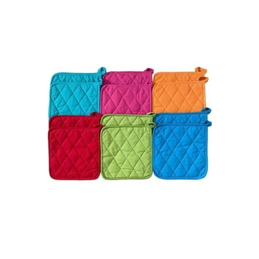 Soft Textiles 12 Piece Count 6 Color 100% Cotton Pot Holder Set Machine Washable 8 x 8