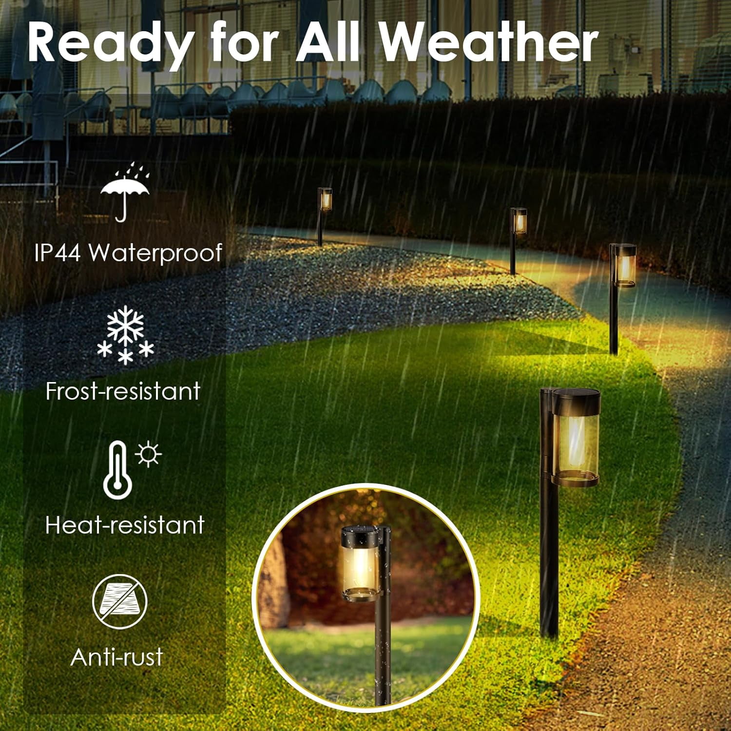 Solar Pathway Lights Outdoor, 10 Pack Metal & Glass Solar Lights Outdoor Waterproof Landscape Path Lights for Outside Yard Lawn Walkway Driveway Garden Decor