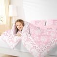 thumbnail image 3 of Manfei Pink Princess Bow Letter F Bedding Comforter Set for Girls, Boho Damask Flower Queen Bedding Sets, Pink Reversible, 7 Pieces, 3 of 7