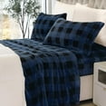 thumbnail image 4 of Elegant Comfort Luxuriously Soft 4-Piece Velvet Plush Flannel Sheet Set - Premium Quality - Cozy Warm, Anti-Static, Non Pilling Fuzzy Velvet Flannel Fleece Deep Pocket Sheet Set - King, Buffalo Blue, 4 of 5