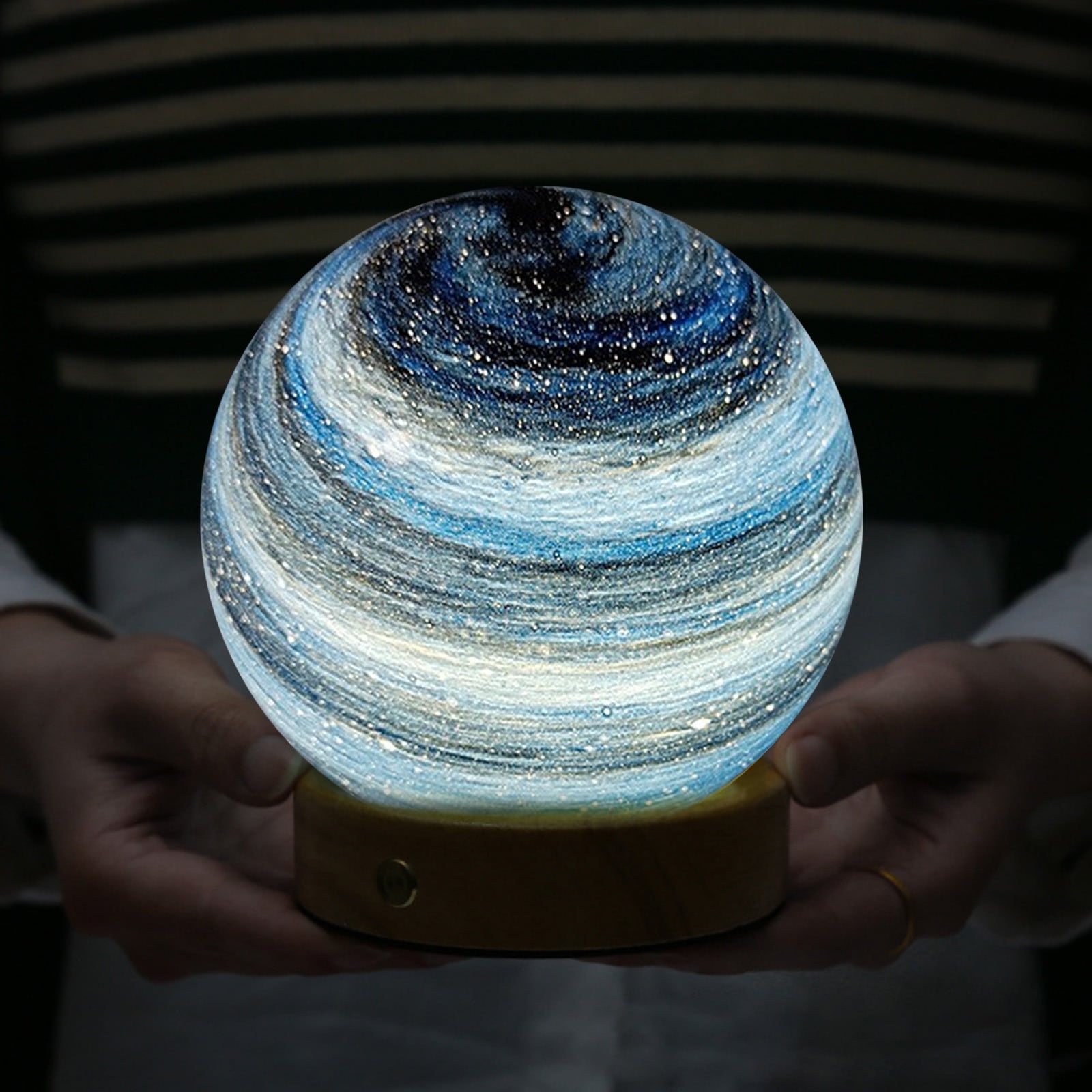 Gnmfd LED 3D Dimmable Planet Glass Ball Night Light USB Powered Mood Lamp for Bedroom, Bedside Table, Home Decoration, Romantic Night Light Gift, Lights for Room, Night Lights Plug Into Wall