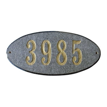 QualArc ROC-4701-BN 9 in. Rockport Oval in Black Natural Stone Color Solid Granite Address Plaque