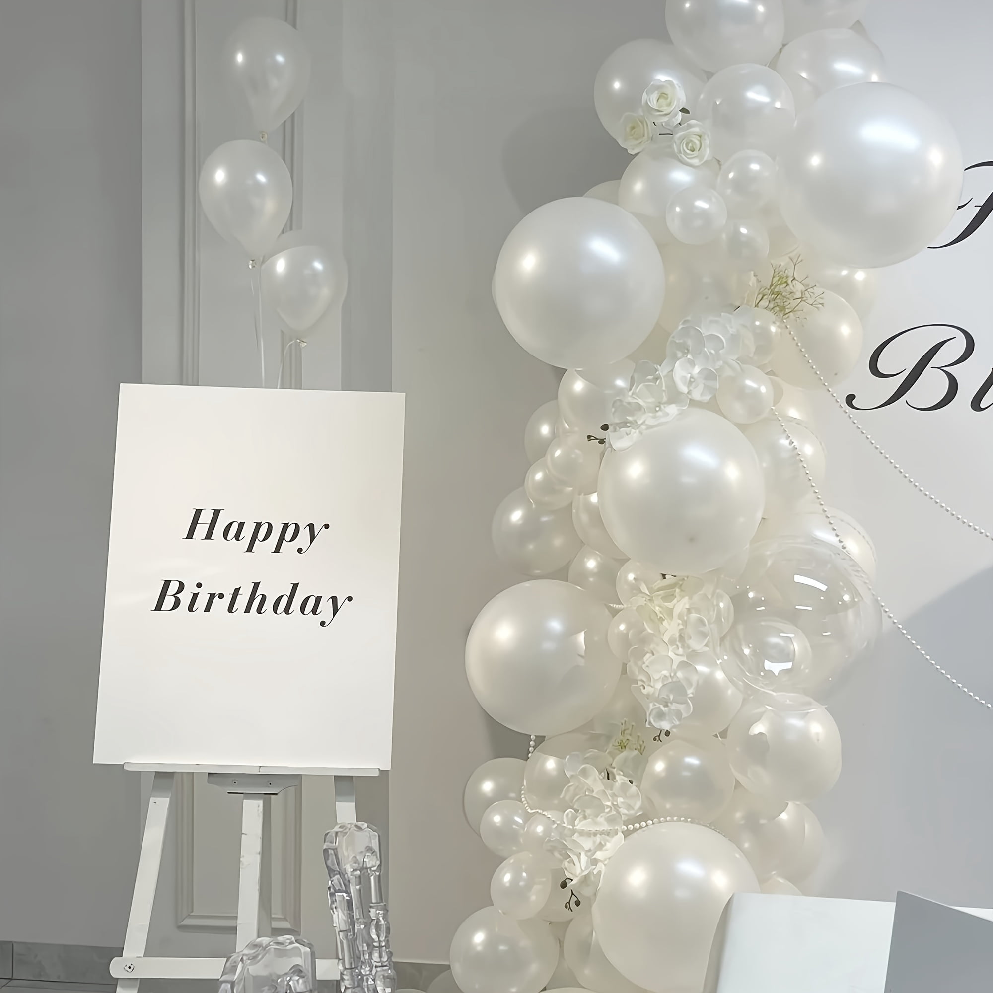 Pearl White Balloon Arch Kit 81pcs for Wedding Birthday Party Decorations Indoor Outdoor