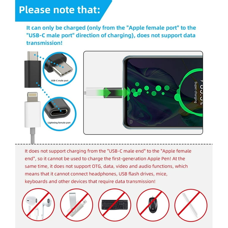 3Pack,Lightning Female to USB C Male Adapter,Compatible with Apple