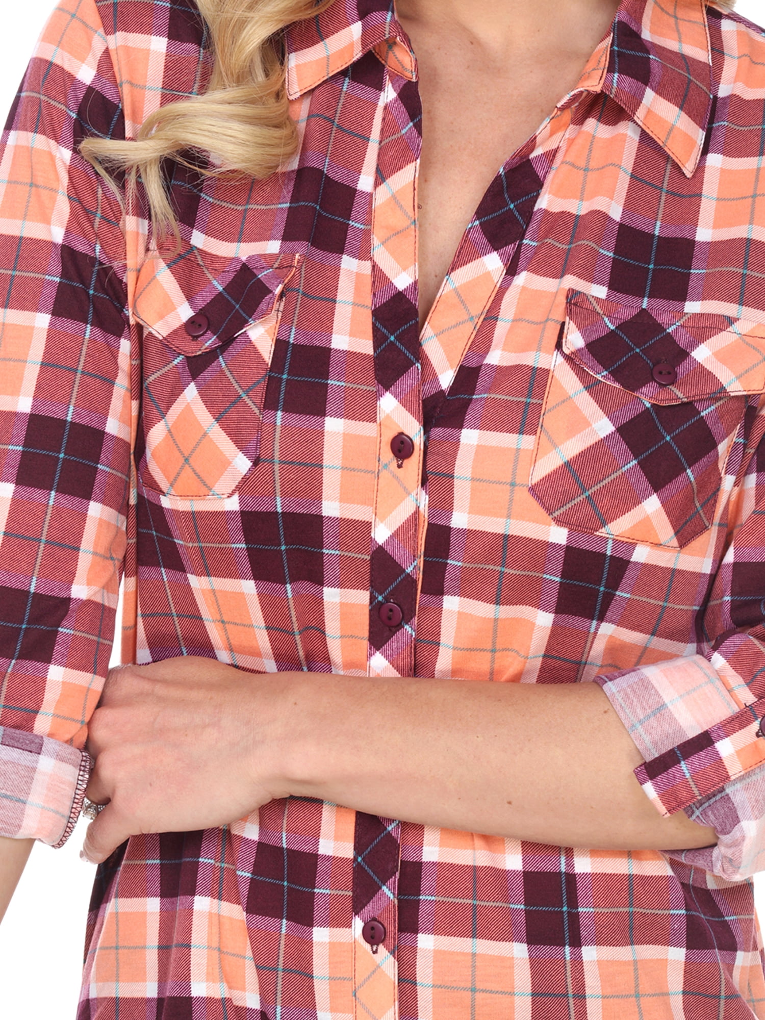 White Mark Women's Piper Plaid Tunic Top