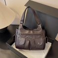 thumbnail image 1 of Bolso Hombro para Mujeres Múltiples Bolsillo PU Cuero Gran Capacidad Sólida Vagabundo Viajar Por, 1 of 9