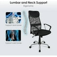 thumbnail image 3 of Chaise de Bureau à Dossier Haut, Hauteur Réglable Ergonomique en Maille Respirante pour Ordinateur avec Accoudoirs Fixes et Siège Coussin en Tissu, 3 of 10