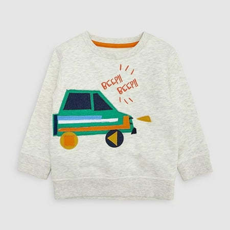 

Honeeladyy Children Kid Boys Cartoon Car Print T-shirt Tops Casual Pullover Sweatshirt Beige
