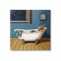 Stupell Industries Mystical Cat Mermaid Bath Capricorn Astrology Constellation Painting Gallery Wrapped Canvas Print Wall Art, Design by Lucia Heffernan