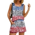 thumbnail image 4 of 2 Piece Sets for Women Summer 250th American Flag Graphic Square Neck Tank Top and Shorts Set Lounge Travel Casual Matching Outfit, 4 of 8