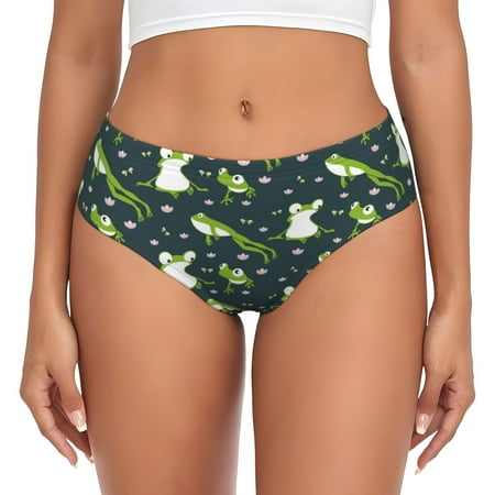Sikiie Green Frogs Women s High Waisted Cotton Underwear Soft Breathable Panties Stretch Briefs Seamless Ladies Panties-3X-Large